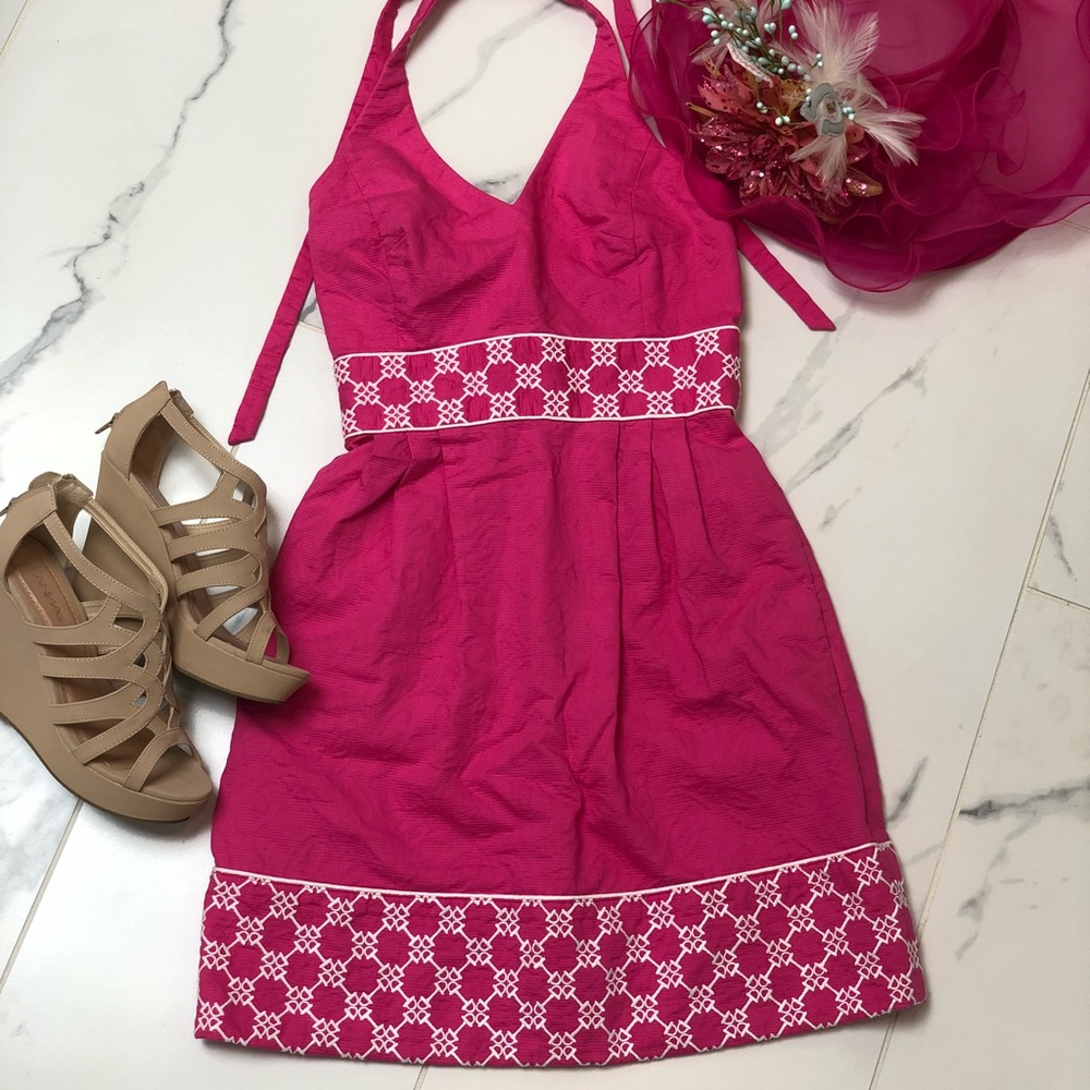 Vineyard Vines Kentucky Derby Pink Halter Dress